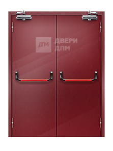 Двупольная противопожарная дверь ДПМ-02 1-го типа глухая с антипаникой